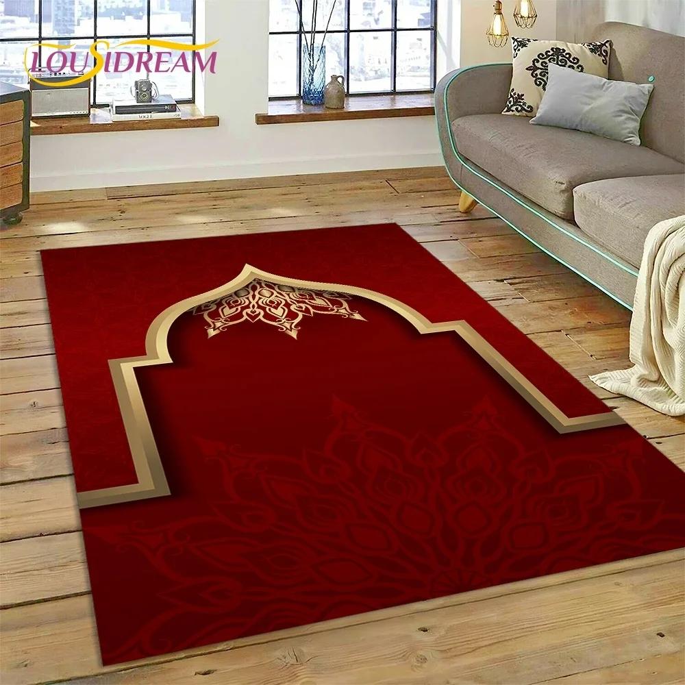 Muslim Islam Prayer Kneeling Poly Mats Mandala Carpet Rug for Bedroom Living Room Home Sofa Decoration,Large Decor Floor Mat