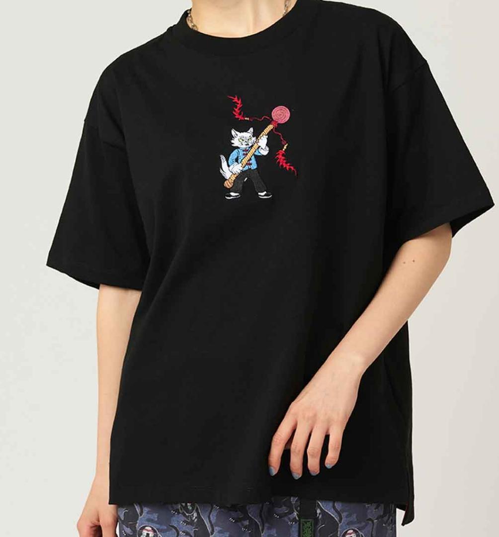 

[Б/У] Вышитая футболка Graniph от Аяко Исигуро с изображением кота кунг-фу и танца льва, унисекс, размер L