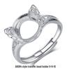 925 Silver Plated Open DIY Ring Base with Amber Gemstone for Women