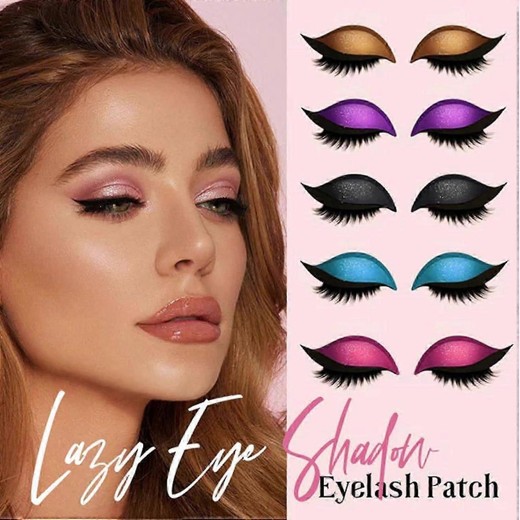 2 Paar Faule Lidschatten-Wimpern-Pflaster, 2025 Neue Lidschatten-Wimpern-Sticker, 3-in-1 Selbstklebende Wiederverwendbare Schnelle Augen-Make-up-Sticker mit Falschen Wimpern,