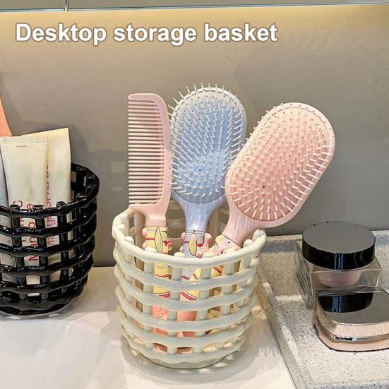 Bathroom Toothbrush Holder Large Pen Pot Comb Makeup Cosmetic Hollow Hairbrush Capacity Multi-purpose Toiletries Organizer Storage
