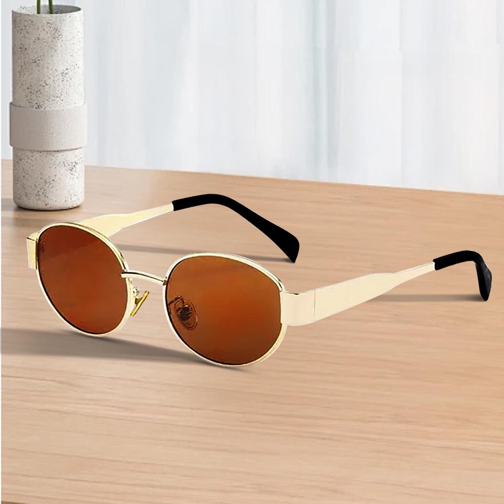 UV Protective Sunglasses for Adult Man Women Metal Oval Frame Sunglasses Sun Protections Sun Glasses Camping Sunglasses