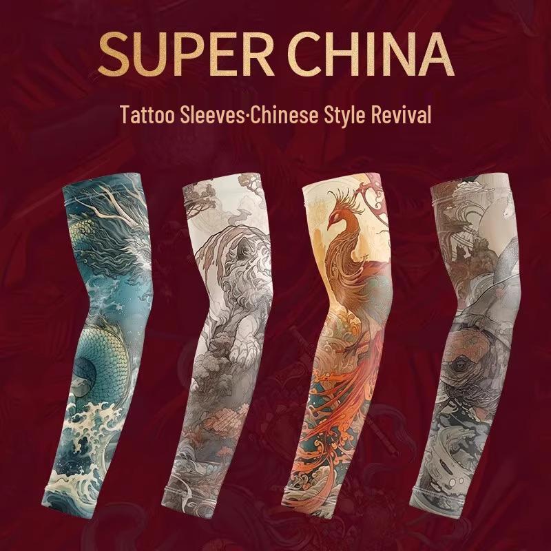 

Скидка для новичков: Мужские летние рукава из ледяного шелка с татуировкой для защиты от солнца