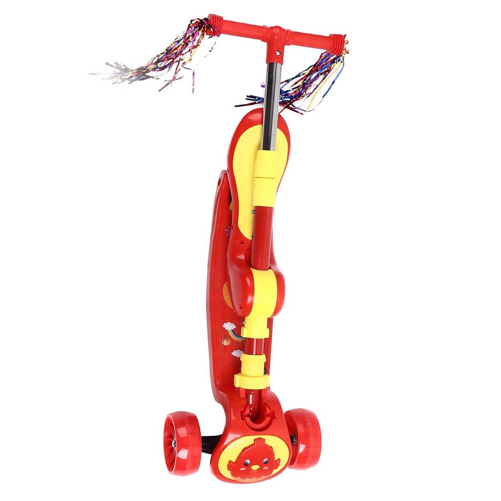 Kids Scooter Red Bird Model 3 In 1 Adjustable Height Handlebar Folding Wider Tires Saddle Seat Toddler Kick Scooter for