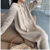 Long base knitted dress women's autumn and winter new with coat inside loose lazy hooded sweater skirt