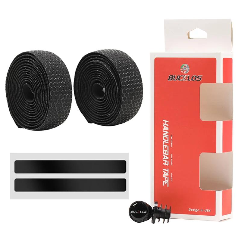 BUCKLOS PU+EVA Bicycle Handlebar Tape Shock Absorption Bike Tapes for Handlebar Anti-Slip Road Bicycle Wrap 1 Pair Bike Parts чёрный