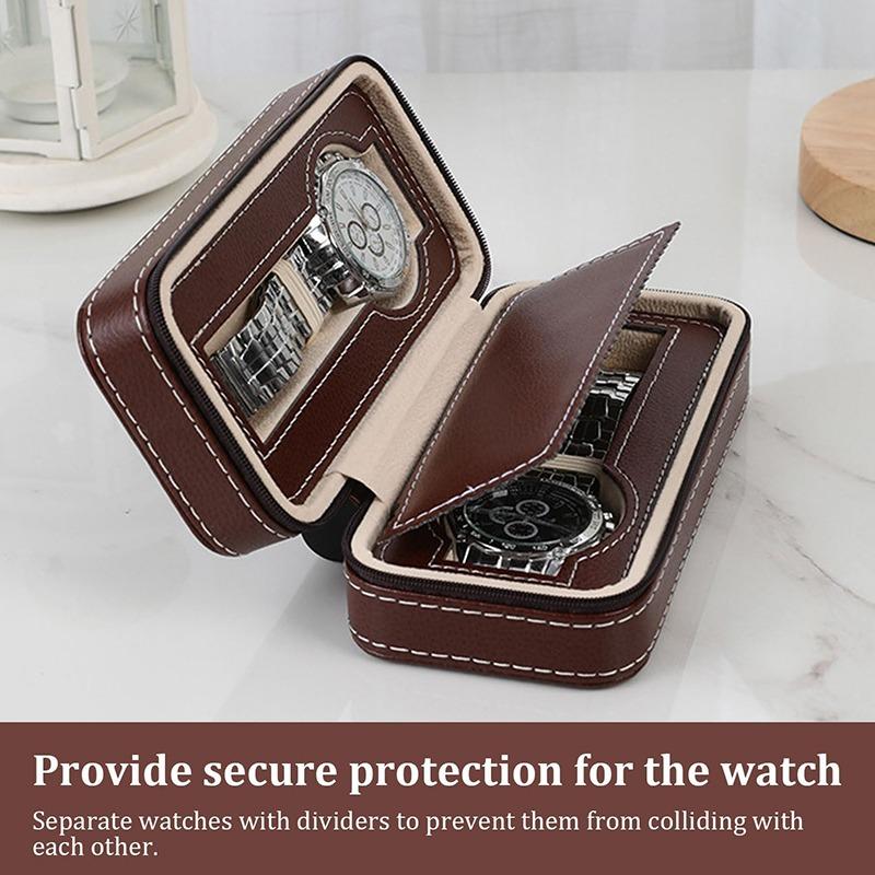 Travel Dustproof Embedded Watch Box Zipper Portable PU Leather Storage Case Watch Display Box For Trips And Gifts Wristwatch Box