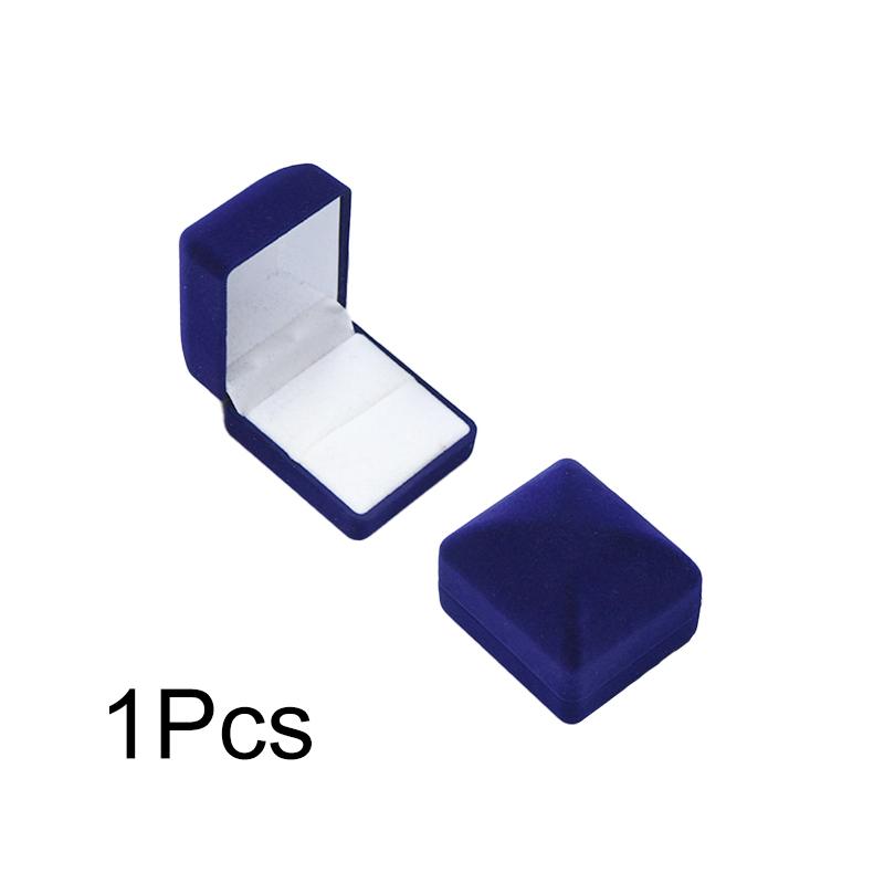 1Pc Jewelry Case Solid Color Wedding Fashion Velvet Storage Organizer Showcase Ring Box Engagement Gift