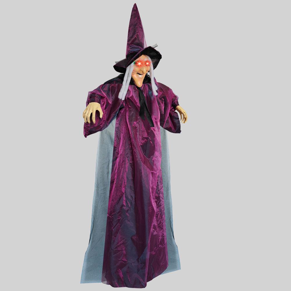 Voice-Activated Hanging Ghost Witch Pendant for Halloween Decorations