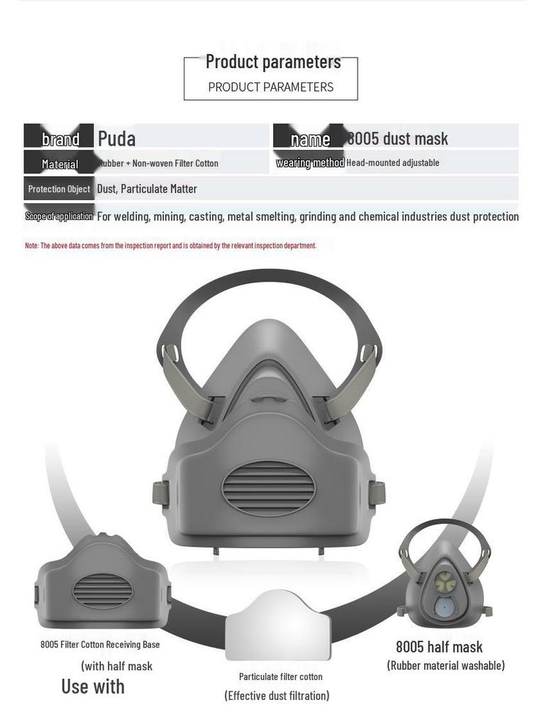 Puda 8005 KN95 Half-Face Dustproof Mask for Industrial Use
