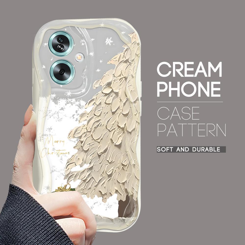 

Милый мультяшный узор, кремовая текстура, мягкий силиконовый чехол с волнистыми краями, чехол для телефона для OPPO Reno Realme OPPO Reno7 Z 5G белый