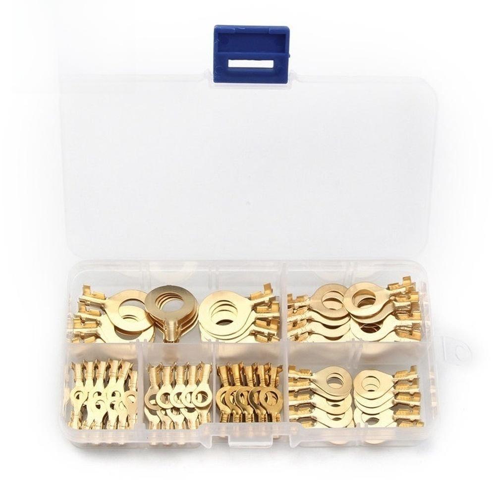 300PCS M5 M6 M8 M10 Copper Iron Ring Cable Lug Terminal O-Type Crimp Connector Non Insulated Assortment Kit