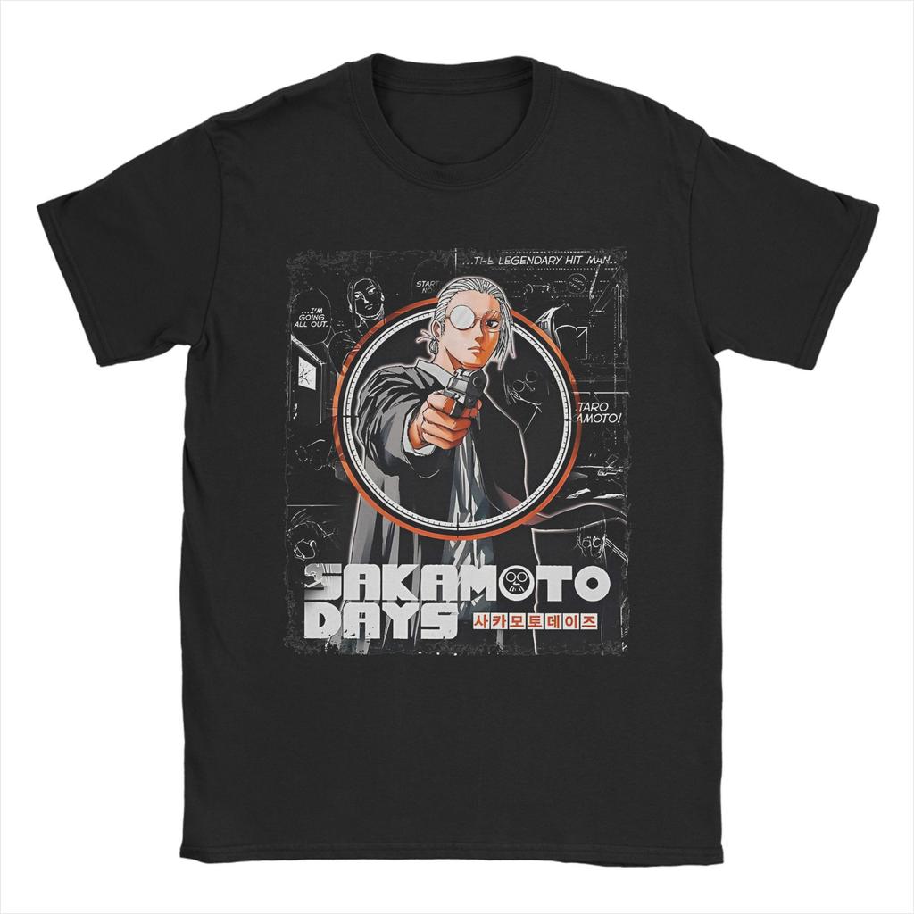Kawaii Sakamoto Days T-Shirt Men 100%Cotton Short Sleeve Manga Anime Round Neck Summer Tops Shirts