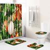 Christmas Shower Curtain Floor Mat Combination Four-Piece Set Bathroom Toilet Carpet Shower Room Mat Foot Mat