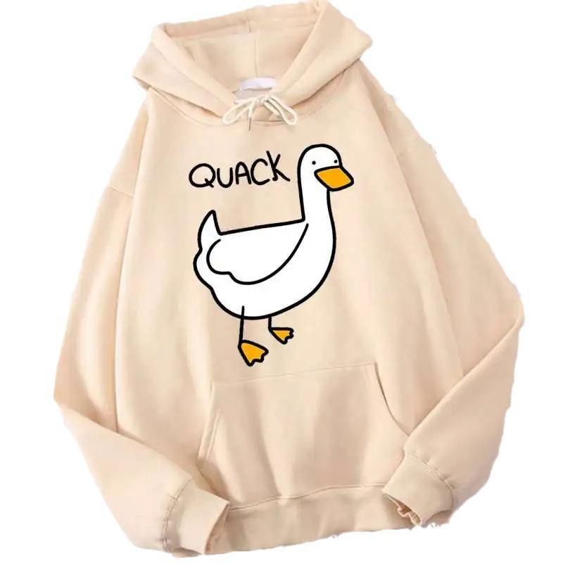 QUACK niedlicher Cartoon Gänsepullover Frühling und Herbst Herren- und Damen Langarmjacke Kapuzenpullover