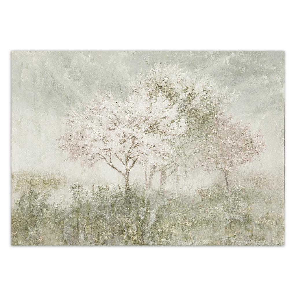 Bakgrund Blommande träd på ängen