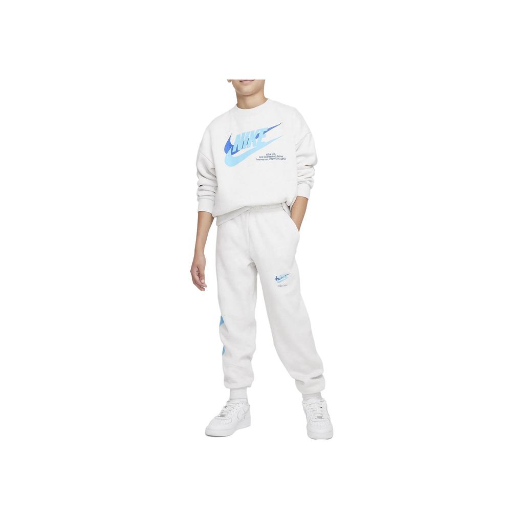 Nike Letter Logo Embroidered Casual Tapered Knit Sports Pants Kids Bottoms White DX5138-051