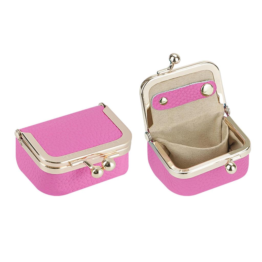 Royal Bagger Genuine Leather Mini Jewelry Box Women's Coin Purse Solid Color Kiss Lock Change Pouch Casual Style Small Storage Bag for Women 1894