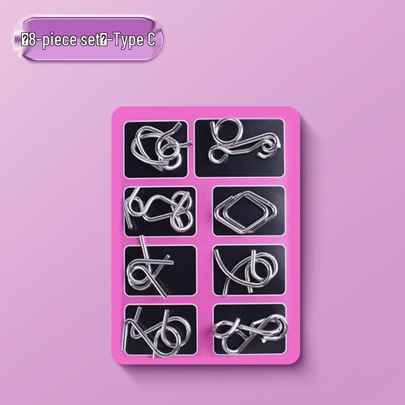 Children's 9-Ring Puzzle Toy: 24-Piece Brain-Boosting Set for Students and Seniors.