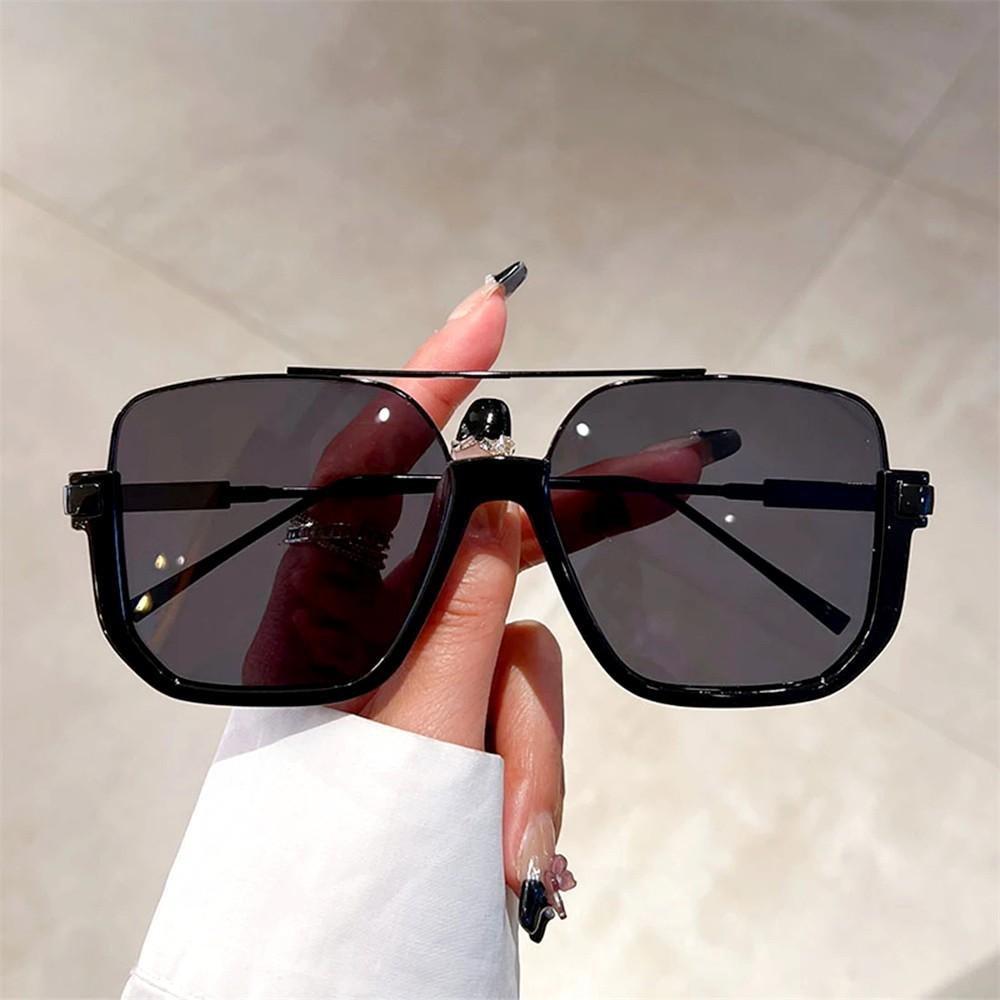 Fashion Oversized Sunglasses for   Women UV4 Half Metal Frame Sun Glasses Trendy Vintage Brand Design Goggles