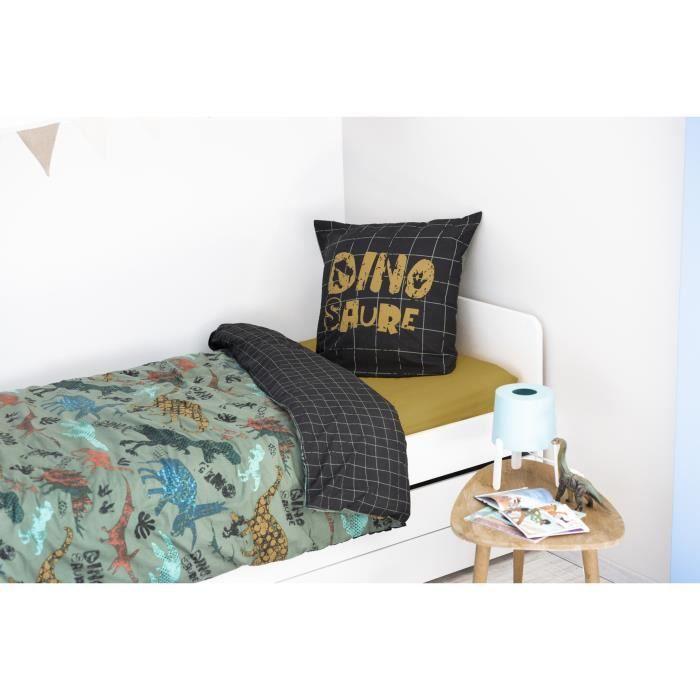 Housse De Couette - Trias Dino - Vert - 140x200cm - 100% Coton - Qualité Supérieure