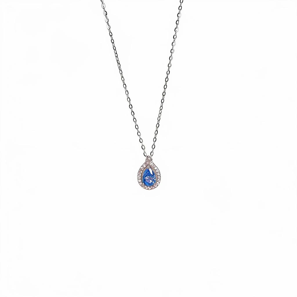 Color Zircon Water Drop Necklace Women Niche Inlaid Zircon Clavicle Chain
