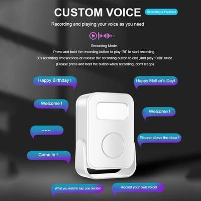 Infrared Sensor Intelligent Welcome Doorbell Recording Function Wireless Design Wireless Door Bell Chime Smart Home Door Alarm