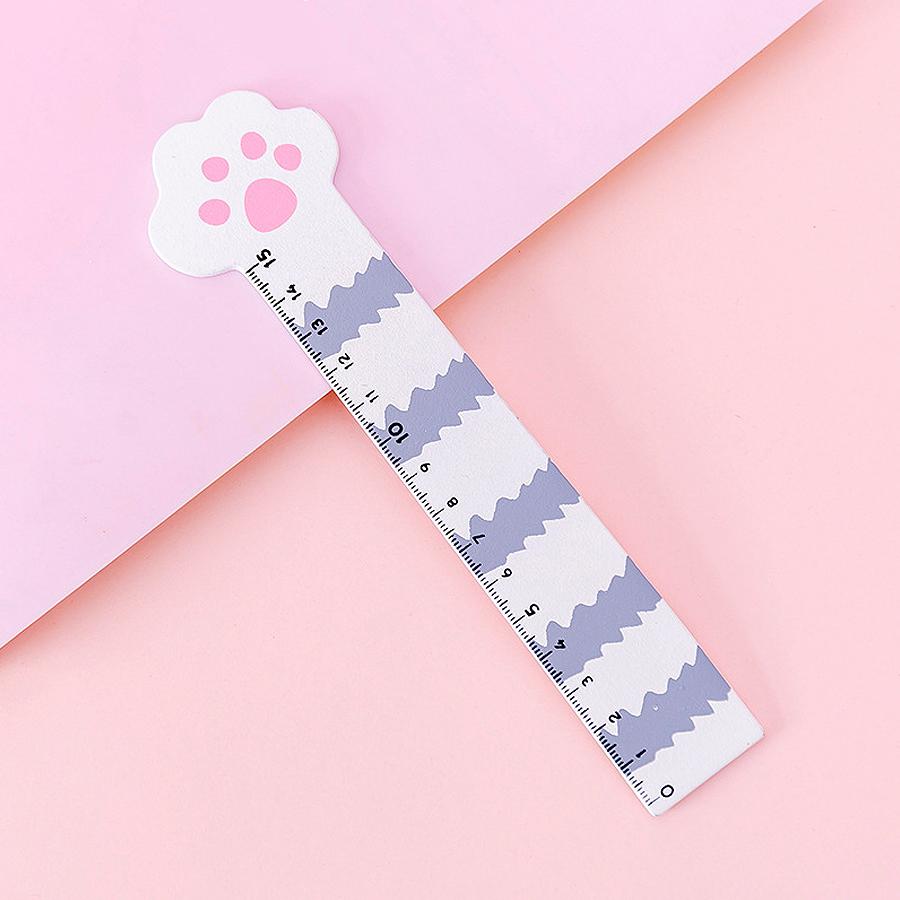 19cm Cute Cat Paw Wooden Straight Rulers, Kawaii School Office Supplies Planner Accessories Student Prize