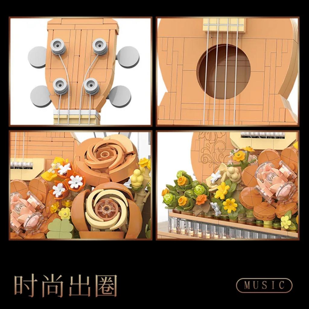 Ukulele Music Building Model Ukulele Valentine'S Day Gift Building Block Toy