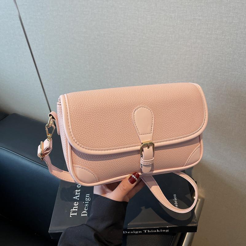 Summer New High-end Fashion Light Luxury Contrasting Color Baguette Bag Shoulder Crossbody Trendy Women's Bag