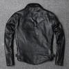 PU Leather Jacket Lapel Short Slim Fit Leather Jacket Top Layer Leather Jacket