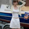 Elssibeui Punching Lace Mini Skirt_Ivory