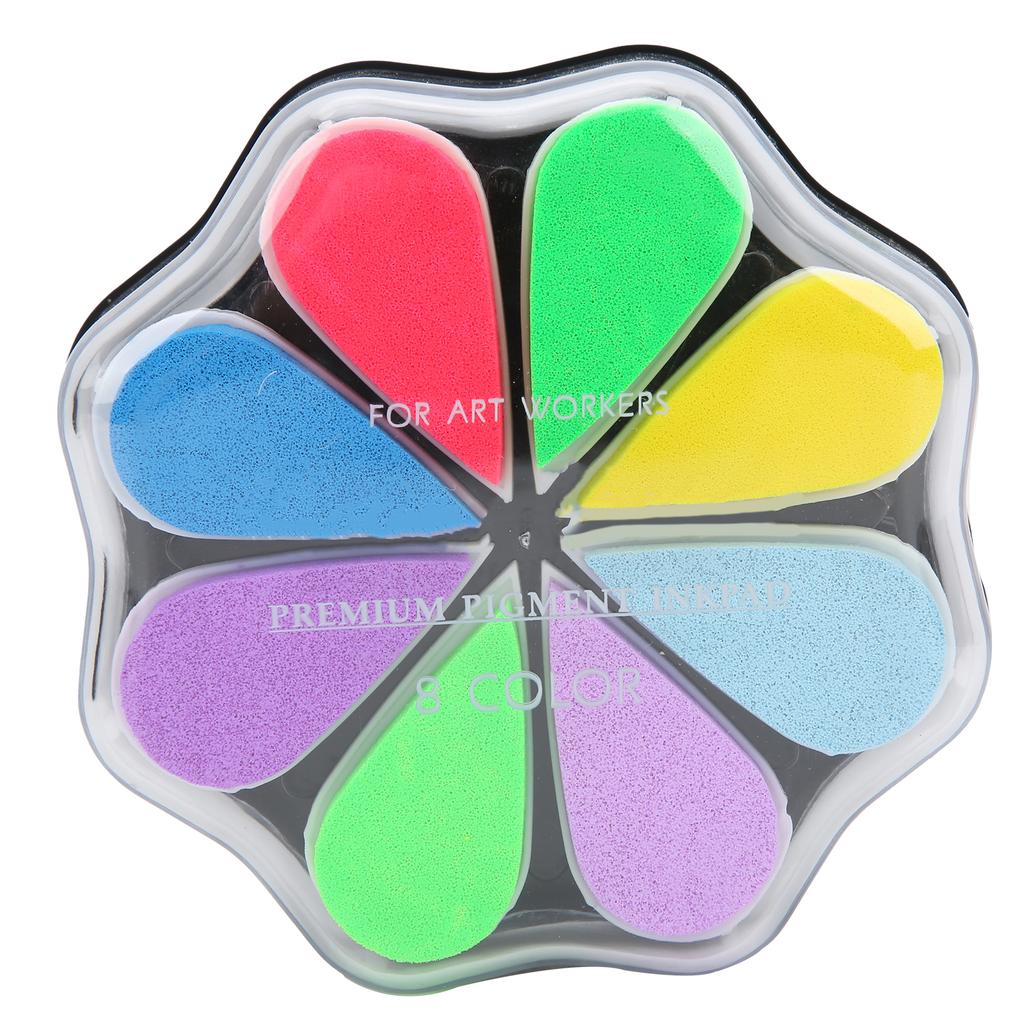 Petal Stamp Pad Strong Covering Power Excellent Light Fastness Use Easily DIY Inkpad 8 Colors Detachable for Ordinary Paper