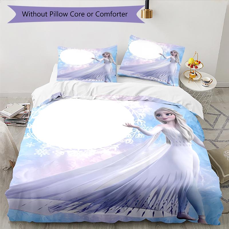 3pcs Elsa Bedding Set Duvet Cover Closure Includes 1 Duvet Cover & 2 Pillowcases, Soft and Comfortable for All Seasons.