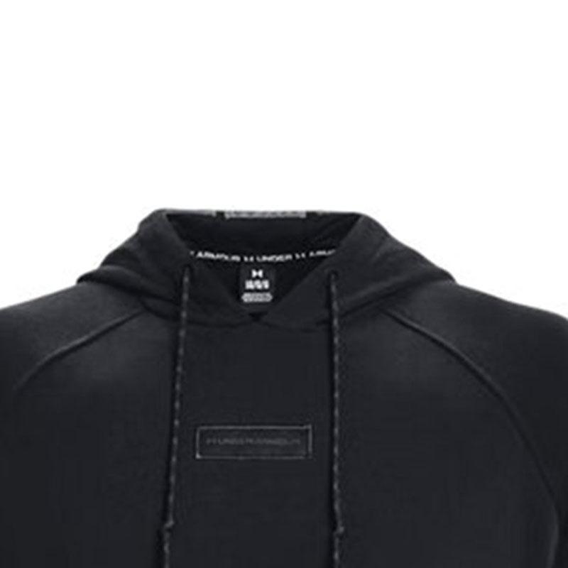 Under Armour Solid Color Cotton Knit Hooded Training Sweatshirt Men Sweatshirt Black 1379684-001