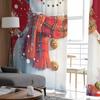 Christmas Snowman Snowflake Red Sheer Curtains for Living Room Decoration Window Curtains Kitchen Tulle Voile Curtains
