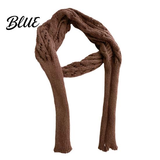 Double Sleeved Cardigan Scarf Sweater with Sleeves for Women Knitted Cable Wrap Shawl Casual Chic Oversized Shawl Shrugs Autumn Winter Retro Hollow