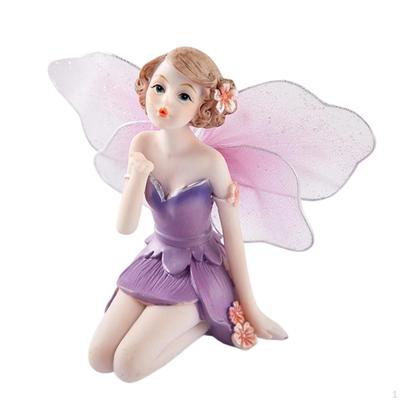 Kneeling Fairy Figurine Decorative with Butterfly Appendages Translucent Figurines