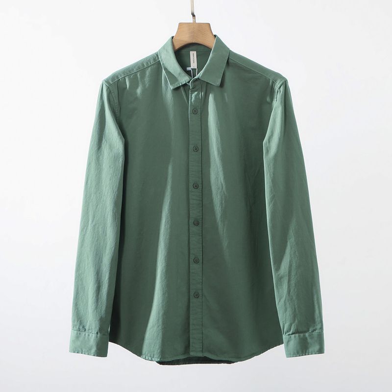 Heavyweight Twill Cotton Washed Comfortable Breathable Loose Casual Turn-Down Collar Long-Sleeve Shirt Men's Spring and Autumn Solid Color Shirt
