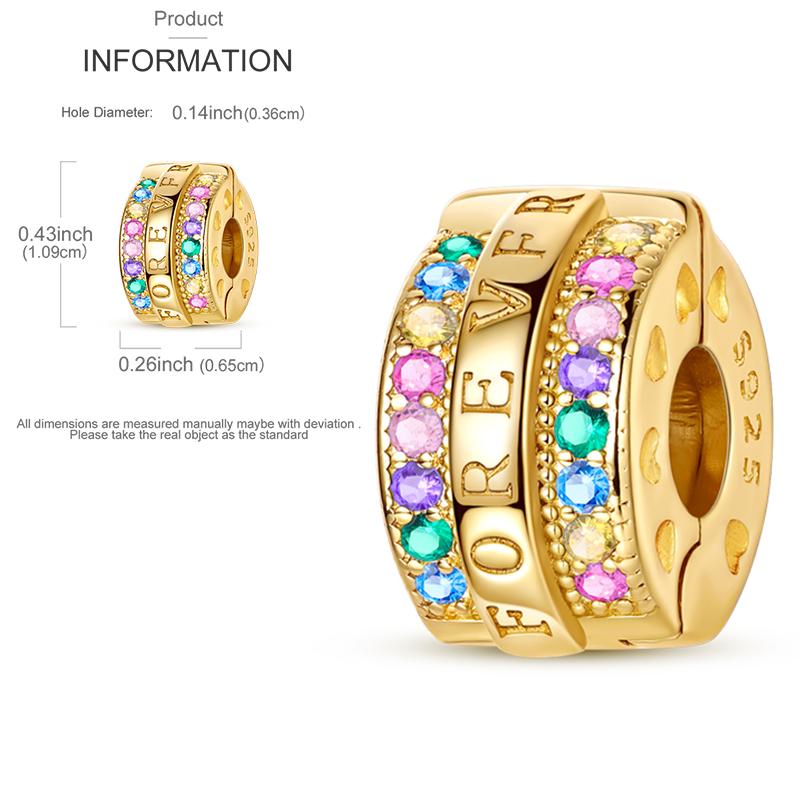 Cat Butterfly Daisy CZ Pave Clip Charm Bead Components Positioning Buckle Copper Metal Silicone Spacer Bead Components Compatible With Authentic