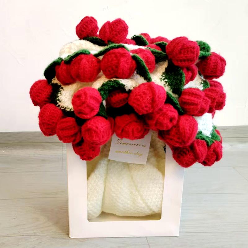 Handgestricktes Rosenstrauß-Kuscheldecke für Mädchen, Freunde, frisch Verheiratete - Perfektes praktisches Weihnachtsgeschenk