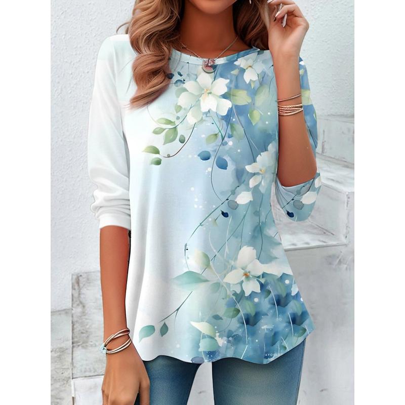 2025 Fashion Women's Graphic O-Neck Long Sleeve T-Shirt Y2k Casual Tops Womens Clothing Harajuku Female Clothing Pullover