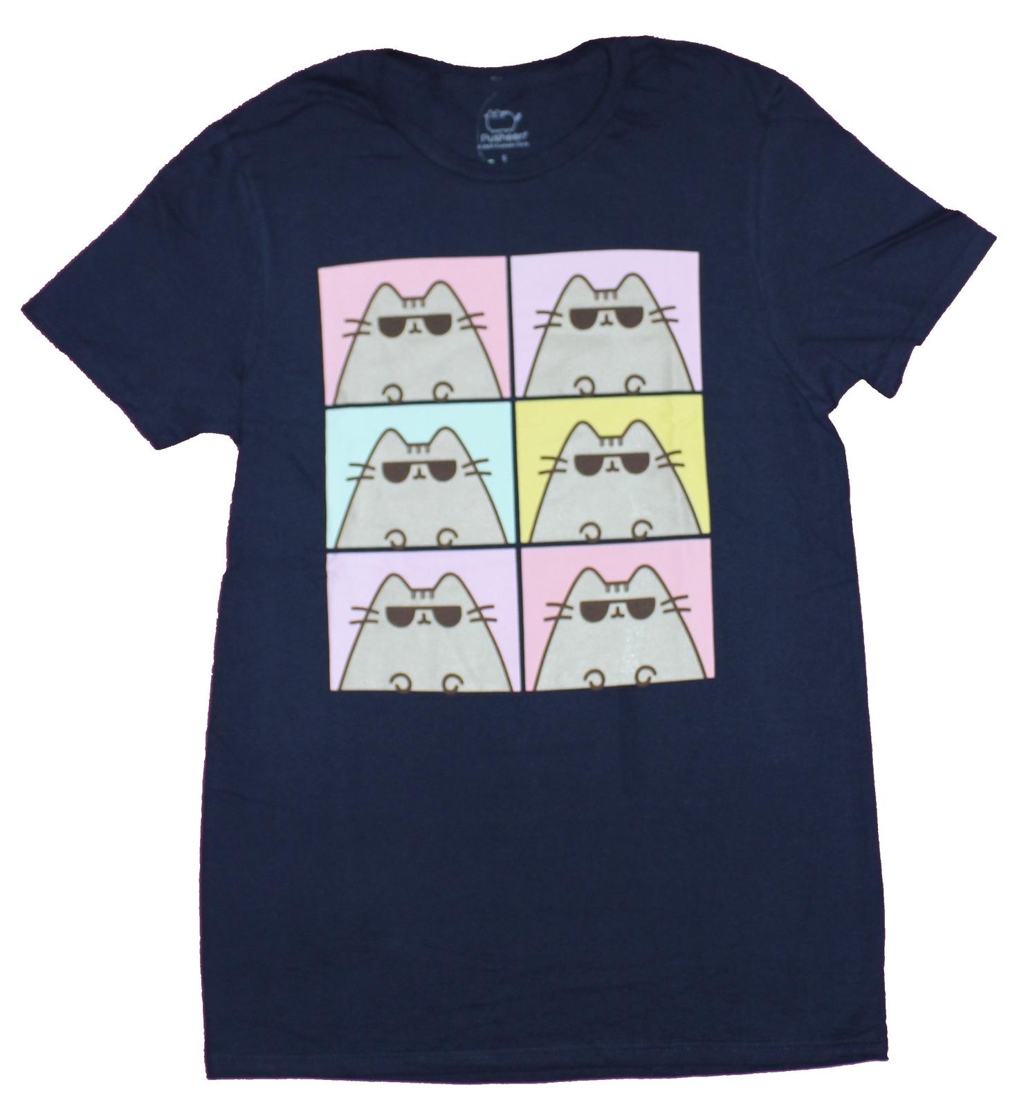 Pusheen Adult New T-Shirt - 6 Pastel Boxes of Sunglass Wearing Cat XXXXL