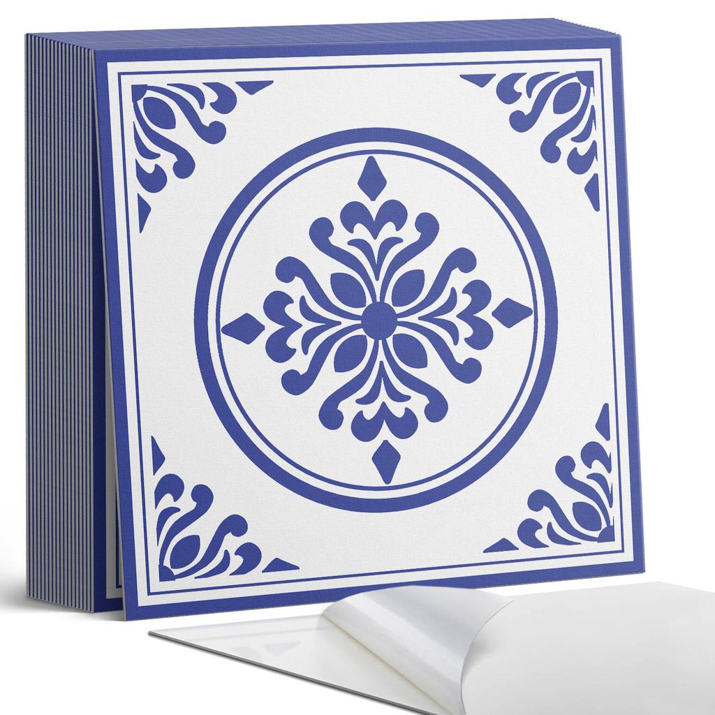 Vinyl Decorative Tiles with Graphics for Kitchen or Bathroom Pattern with Circles and Flowers 20x20x20 cm