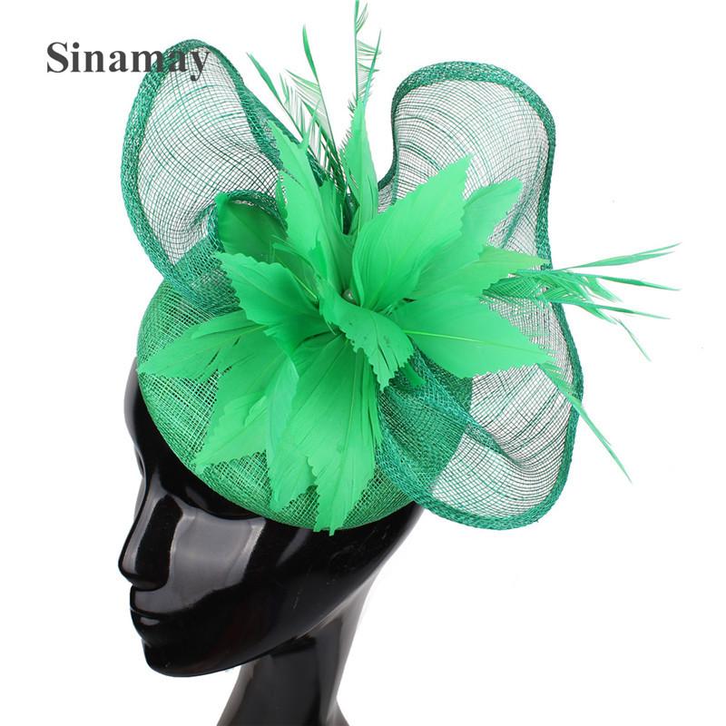 European And American Style High-Quality Hemp Yarn Headgear Catwalk Bride Feather Hair Accessories Party Dress Top Hat