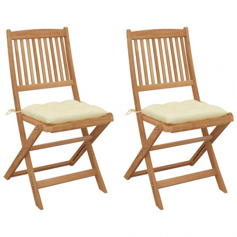 Day and Night - Day and Night Folding Garden Chairs 2 Units and Cushions Solid Acacia Wood