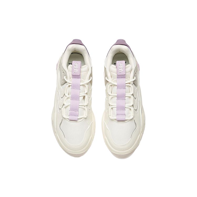 Anta Lifestyle Series Wraparound Non-Slip Shock Absorbing Wear-Resistant Low-Top Skate Shoes Women sneaker White Gray Purple 122118041-1