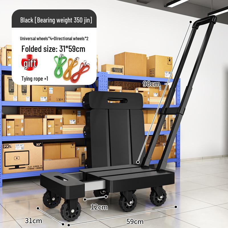 Six-Wheeled Folding Portable Handcart: Silent, Compact, and Heavy-Duty.