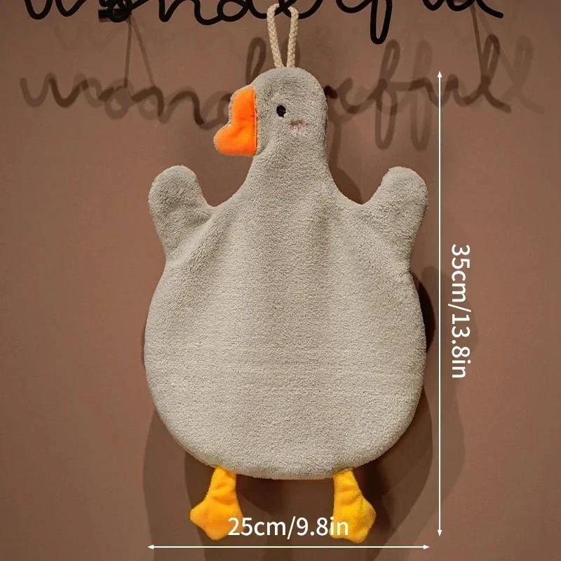 Hand Towels Cute Duck Hanging Towel Kitchen Bathroom Goose Bathing Ball Soft Absorbent Microfiber Wipe Towel Cartoon Kids Towels
