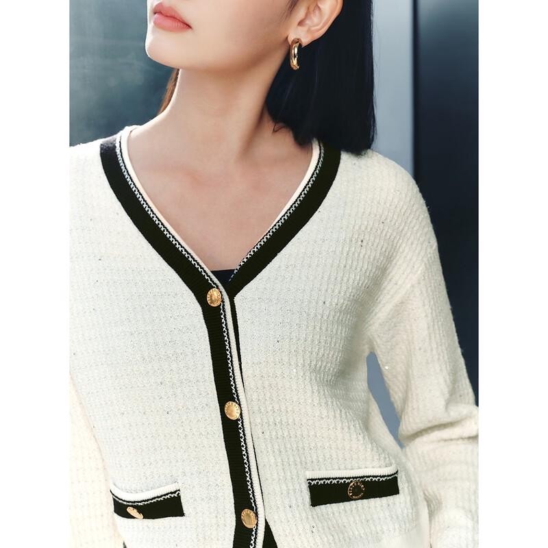 PEACEBIRD Women's French Chic Contrast Knitted Cardigan